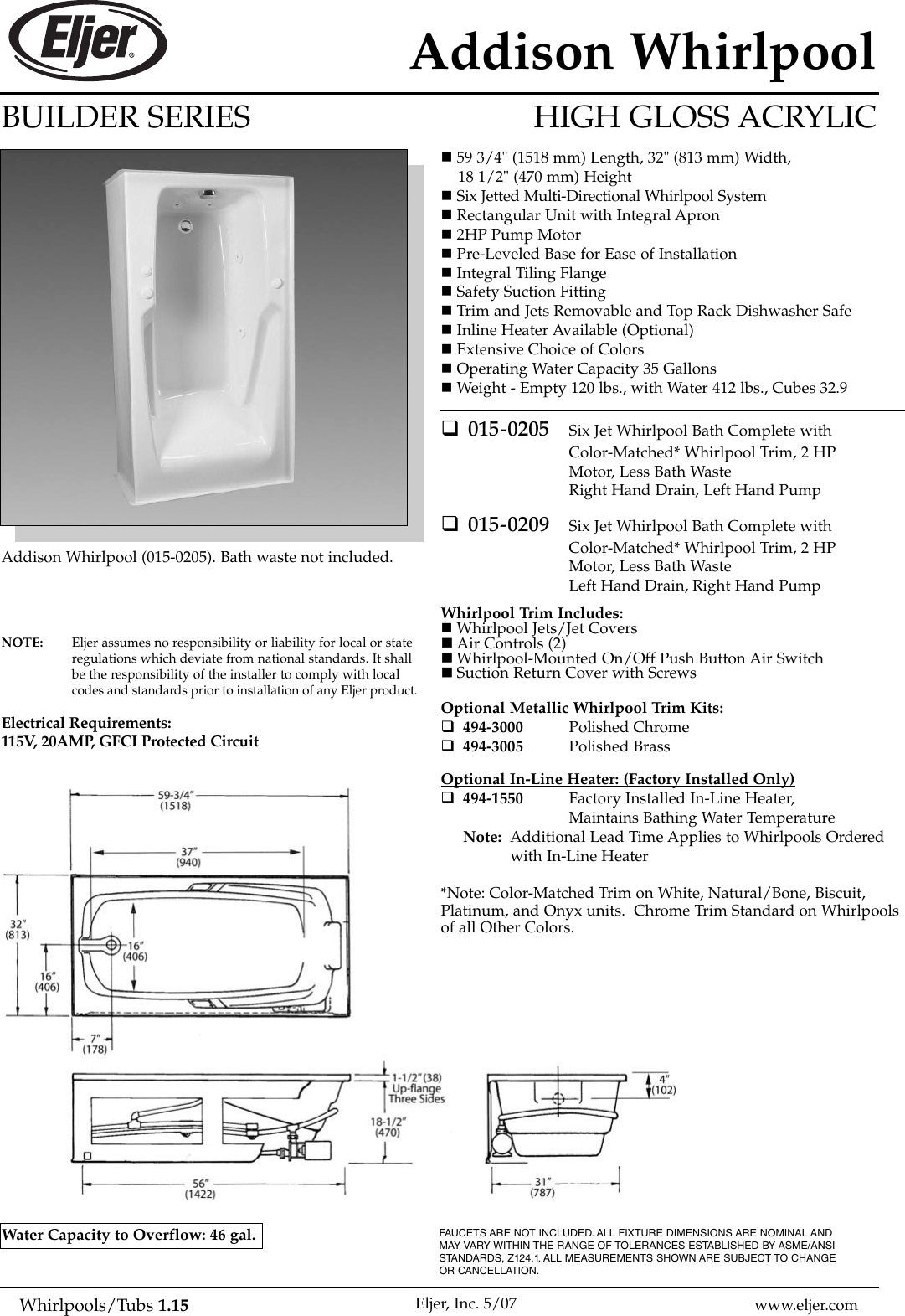 American Standard 015 0205 Users Manual Tubs (5)
