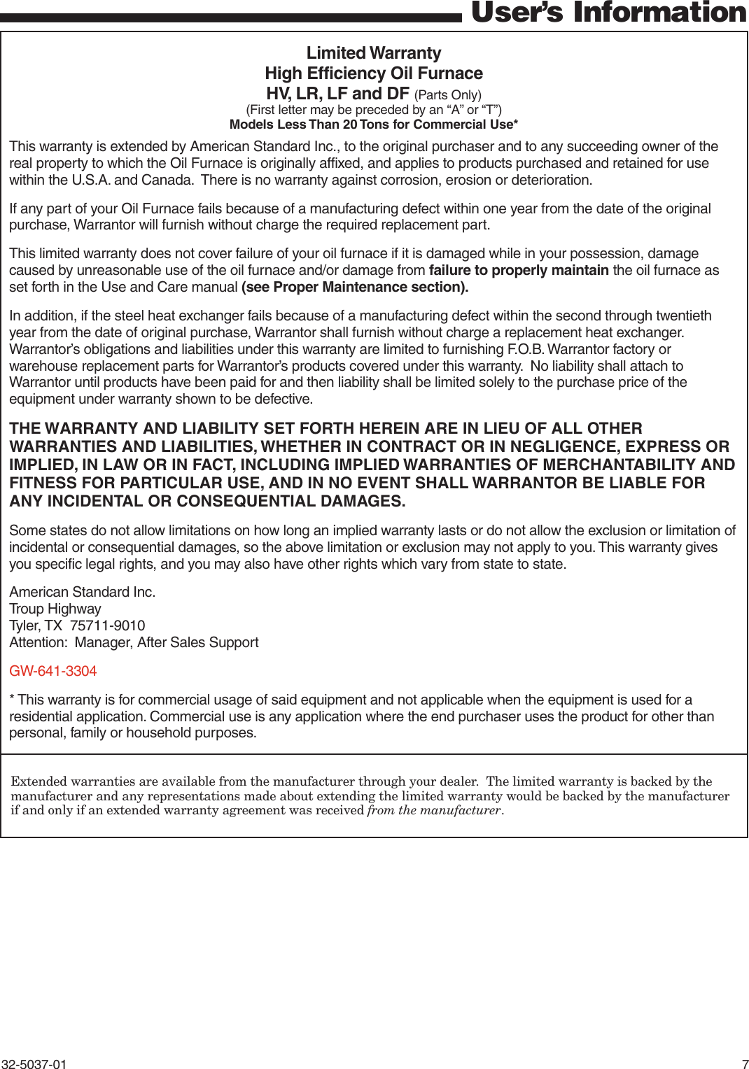 Page 7 of 8 - American-Standard American-Standard-32-5037-01-Users-Manual- 32-5037-01 American-standard-32-5037-01-users-manual