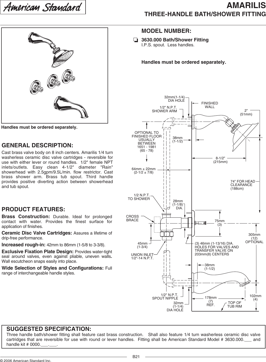 Page 1 of 2 - American-Standard American-Standard-3630-Users-Manual- 2006_spec-book.indb  American-standard-3630-users-manual