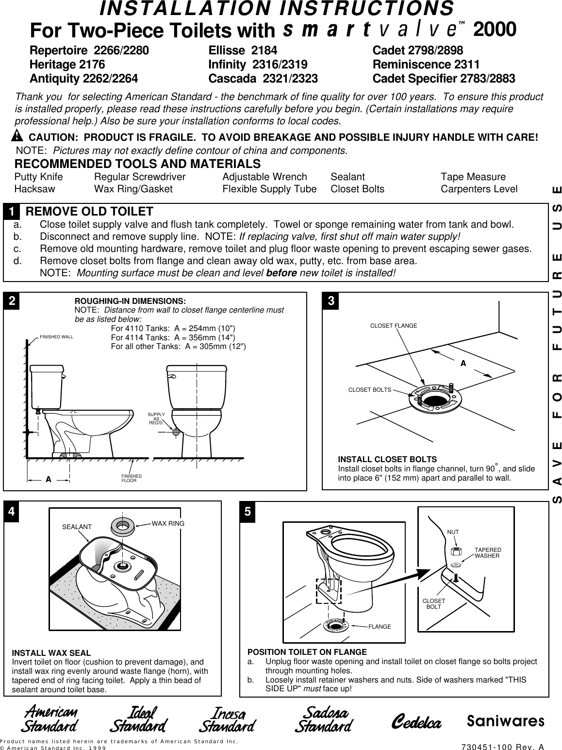 American Standard Antiquity 2262 Users Manual