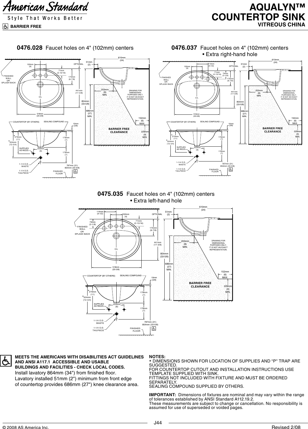 Page 2 of 2 - American-Standard American-Standard-Aqualyn-0475-020-Users-Manual-  American-standard-aqualyn-0475-020-users-manual