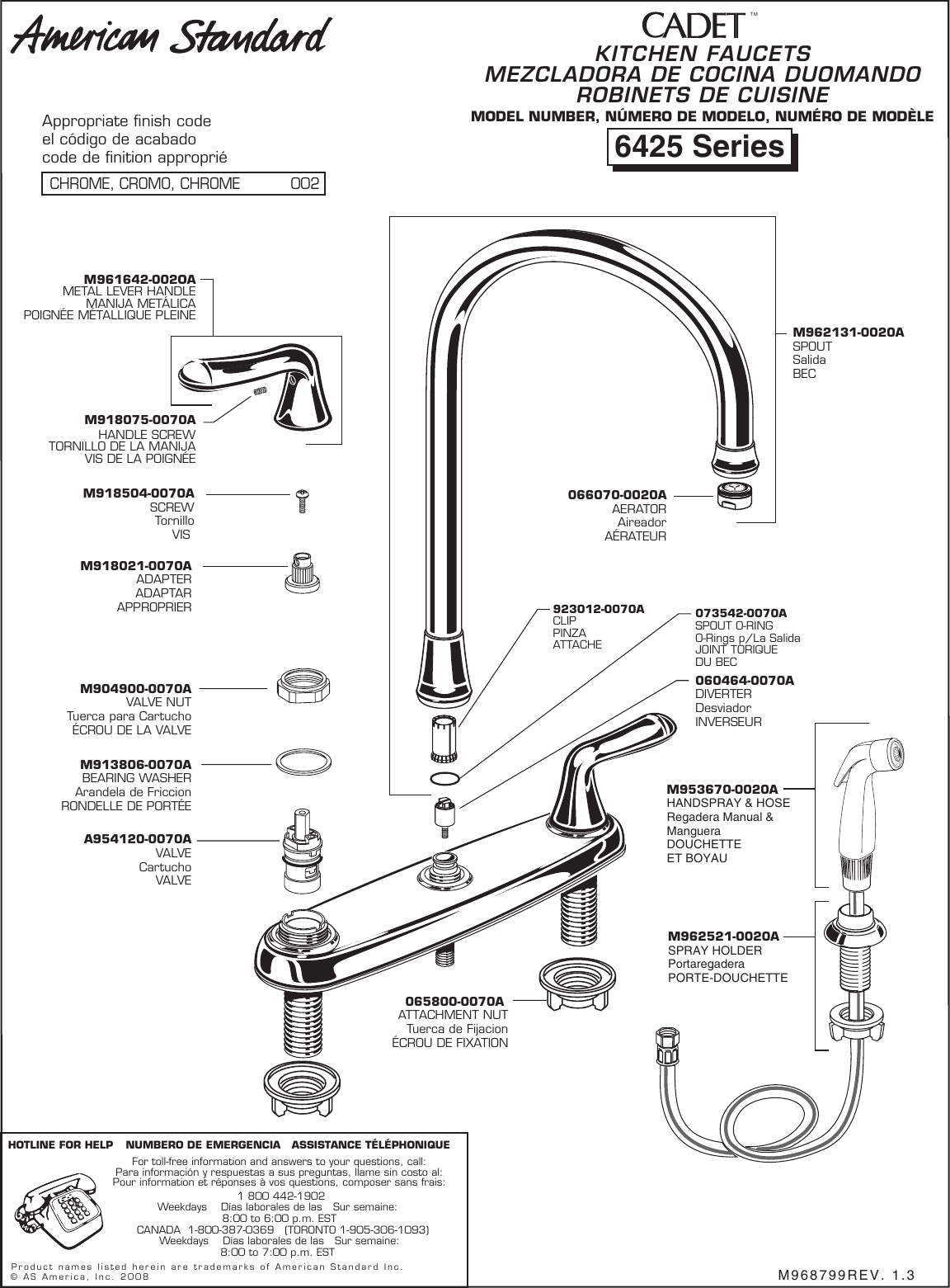 Page 2 of 2 - American-Standard American-Standard-Cadet-6424-Series-Users-Manual- Cadet Repairpart_6424_6425  American-standard-cadet-6424-series-users-manual