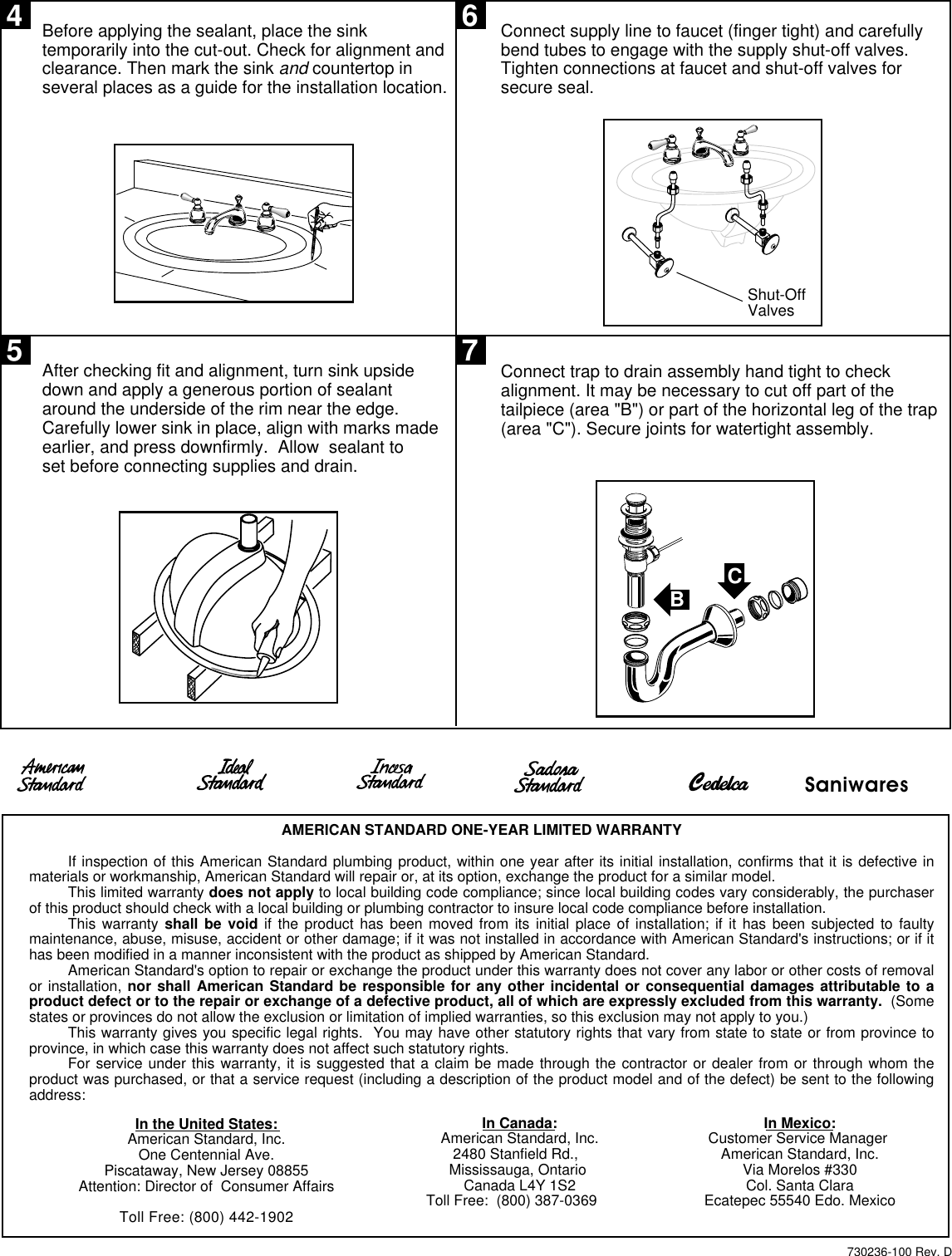 Page 2 of 2 - American-Standard American-Standard-Countertop-Bathroom-Sink-Users-Manual- 730236-100 C'top EN  American-standard-countertop-bathroom-sink-users-manual