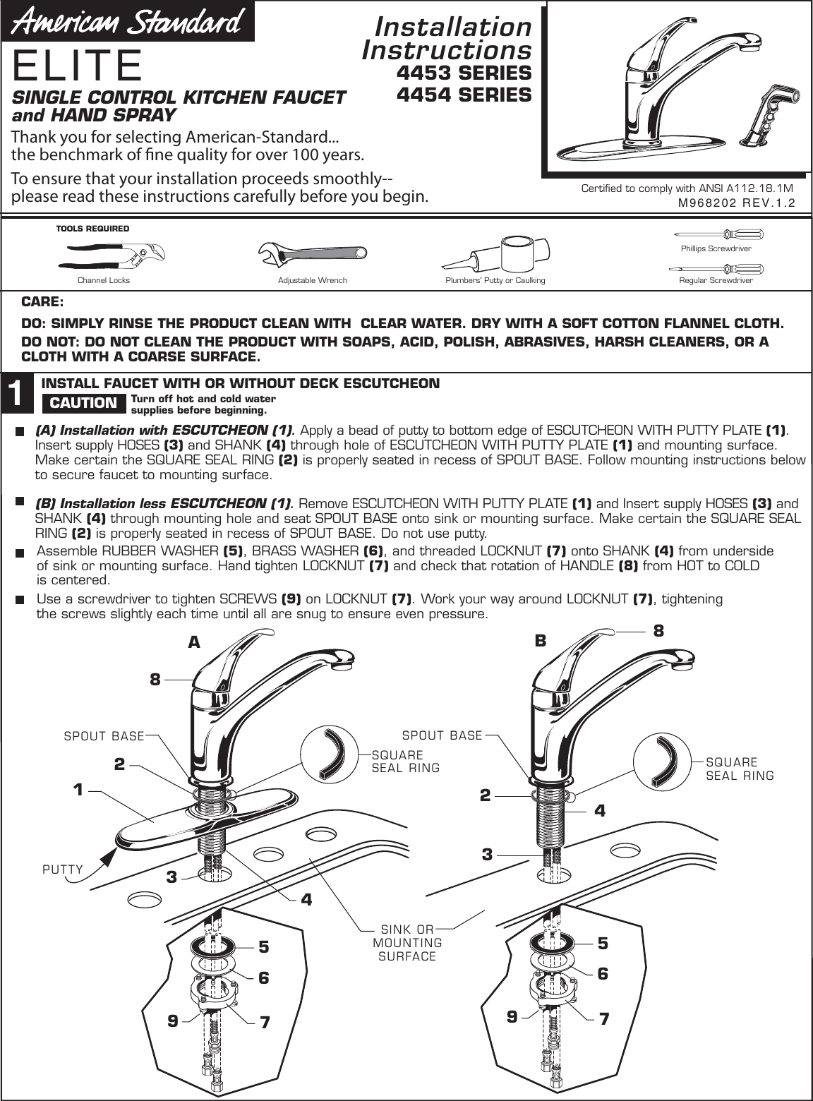 American Standard Kitchen Faucet Installation Instructions