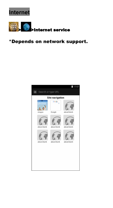 Internet> >Internet service*Depends on network support.