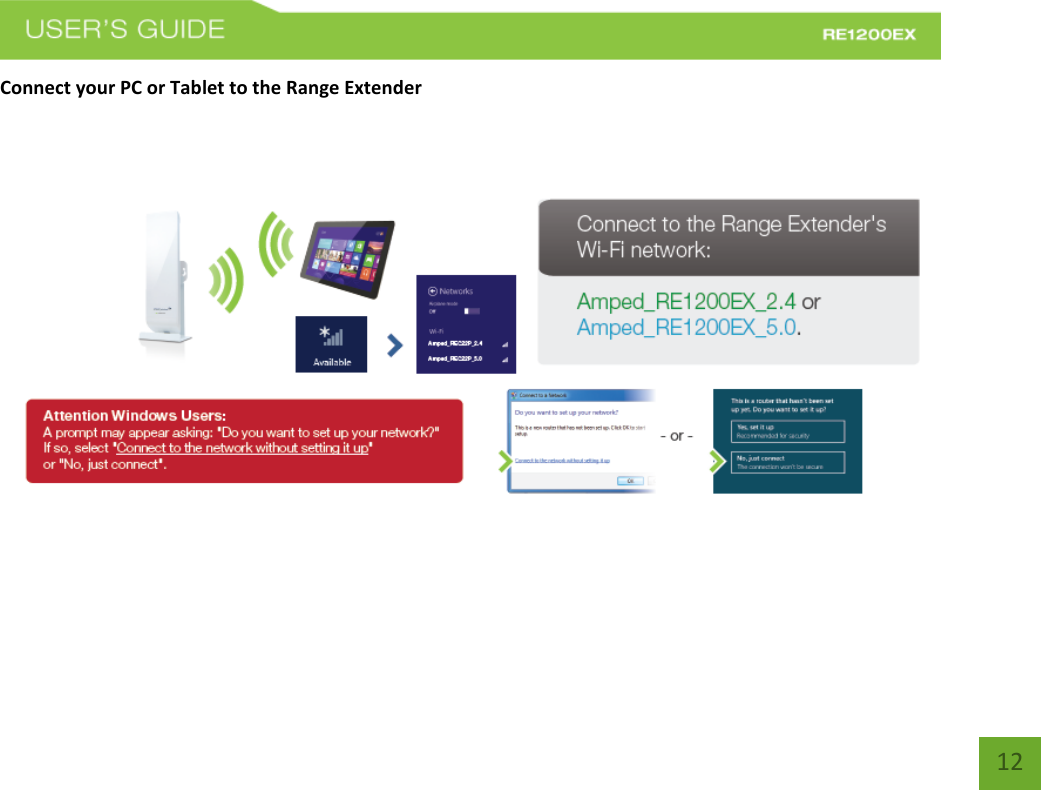   12 12 Connect your PC or Tablet to the Range Extender     