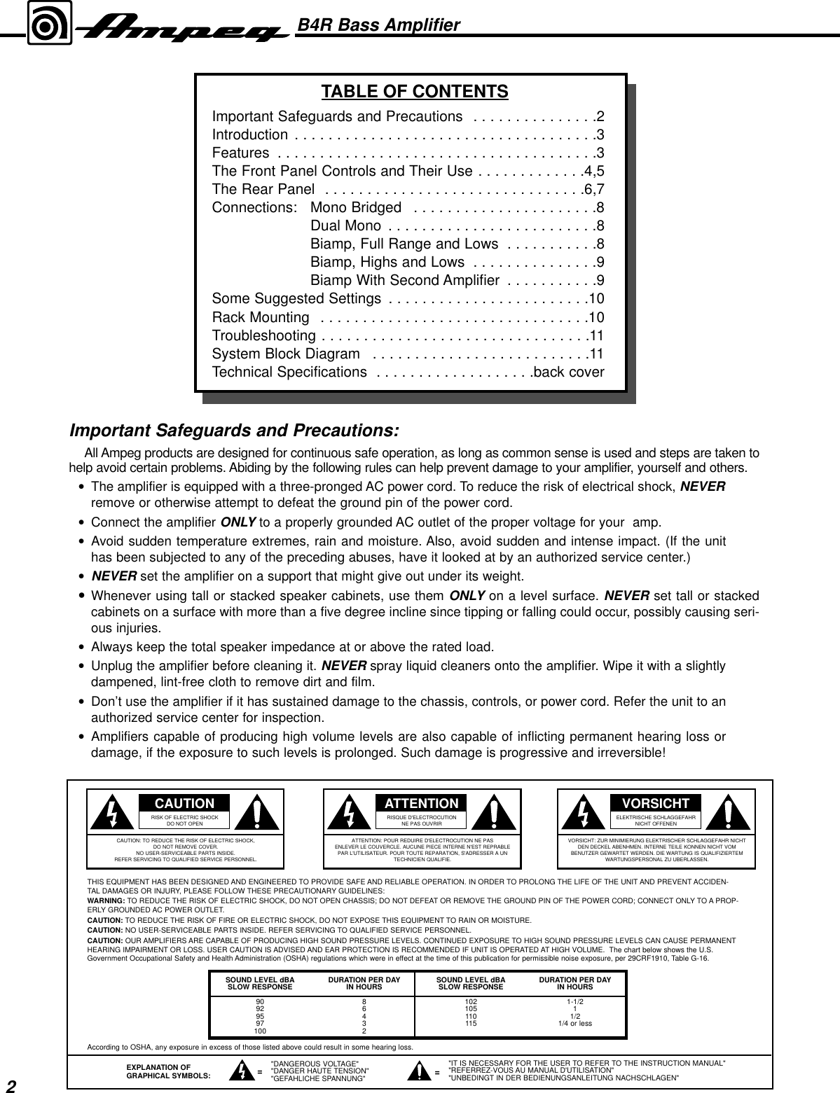 Ampeg B4R Users Manual