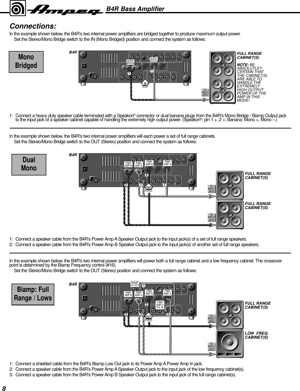 mono bridge speakon cable