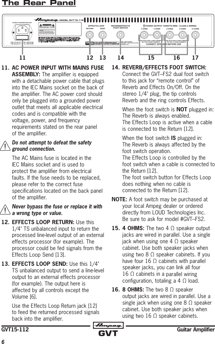 Page 6 of 12 - Ampeg Ampeg-Gvt15H-Owner-S-Manual