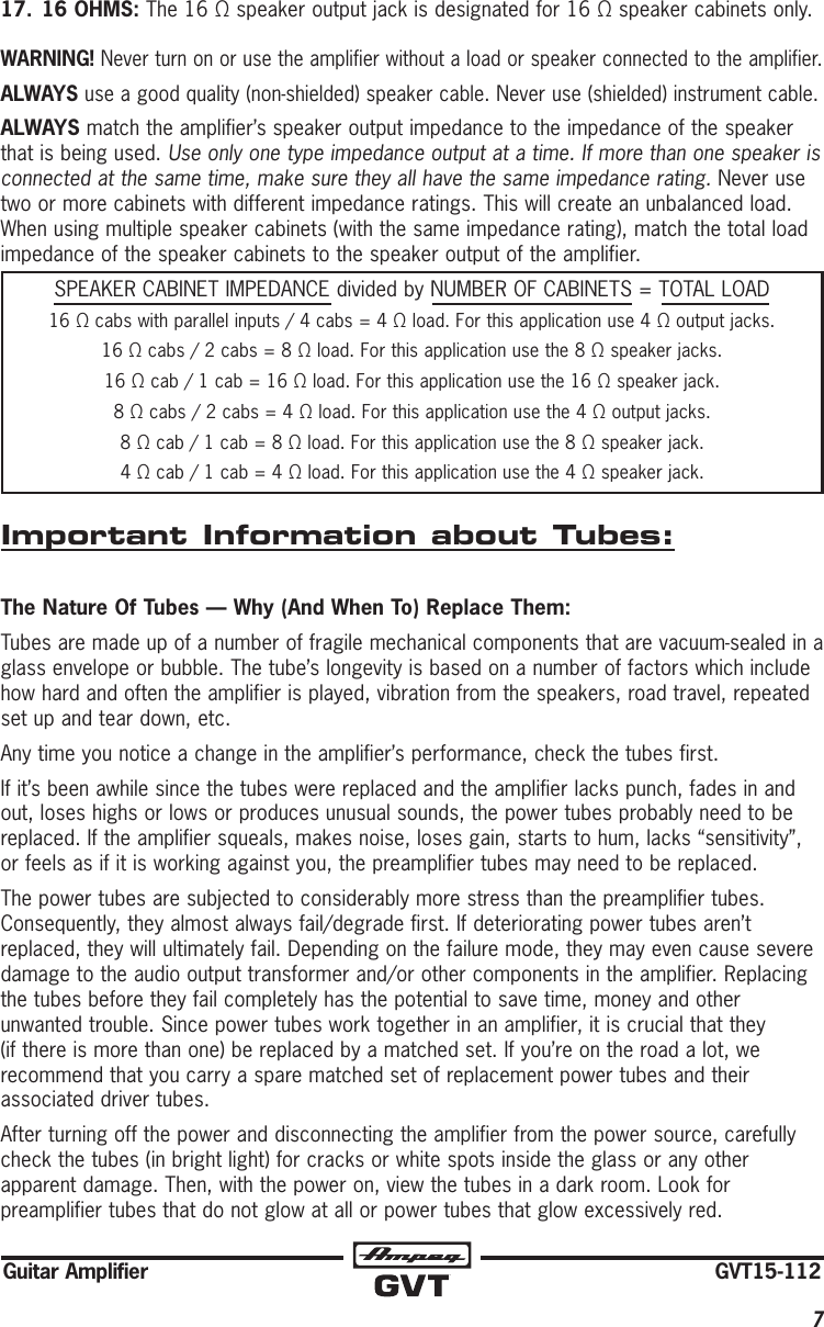 Page 7 of 12 - Ampeg Ampeg-Gvt15H-Owner-S-Manual