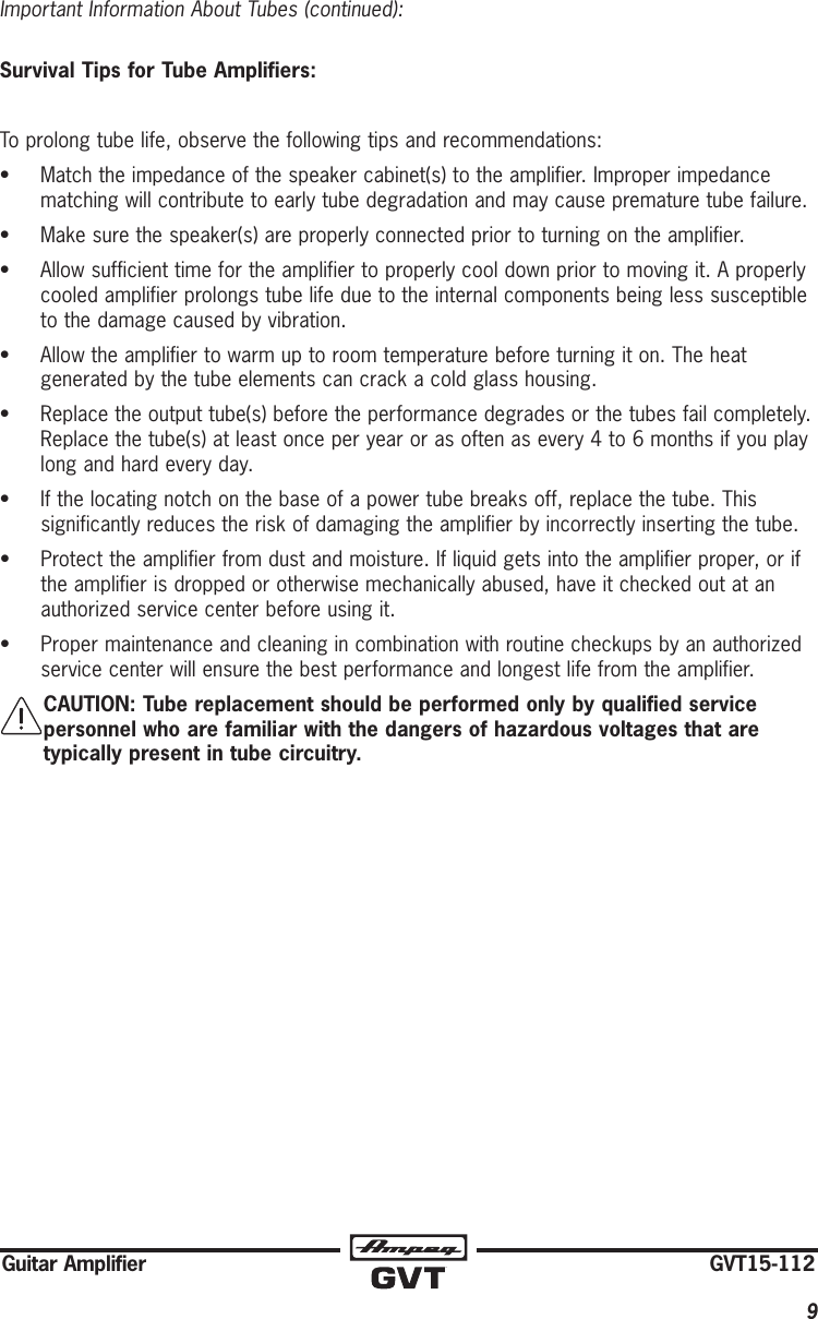 Page 9 of 12 - Ampeg Ampeg-Gvt15H-Owner-S-Manual