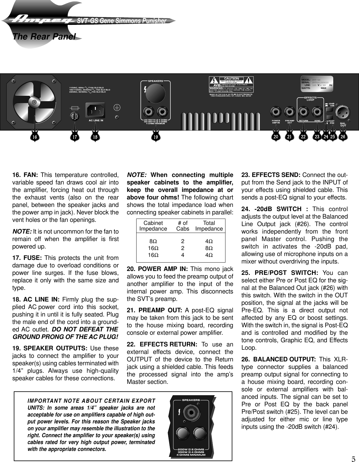 Page 5 of 8 - Ampeg Ampeg-Svt-Gs-Users-Manual-  Ampeg-svt-gs-users-manual