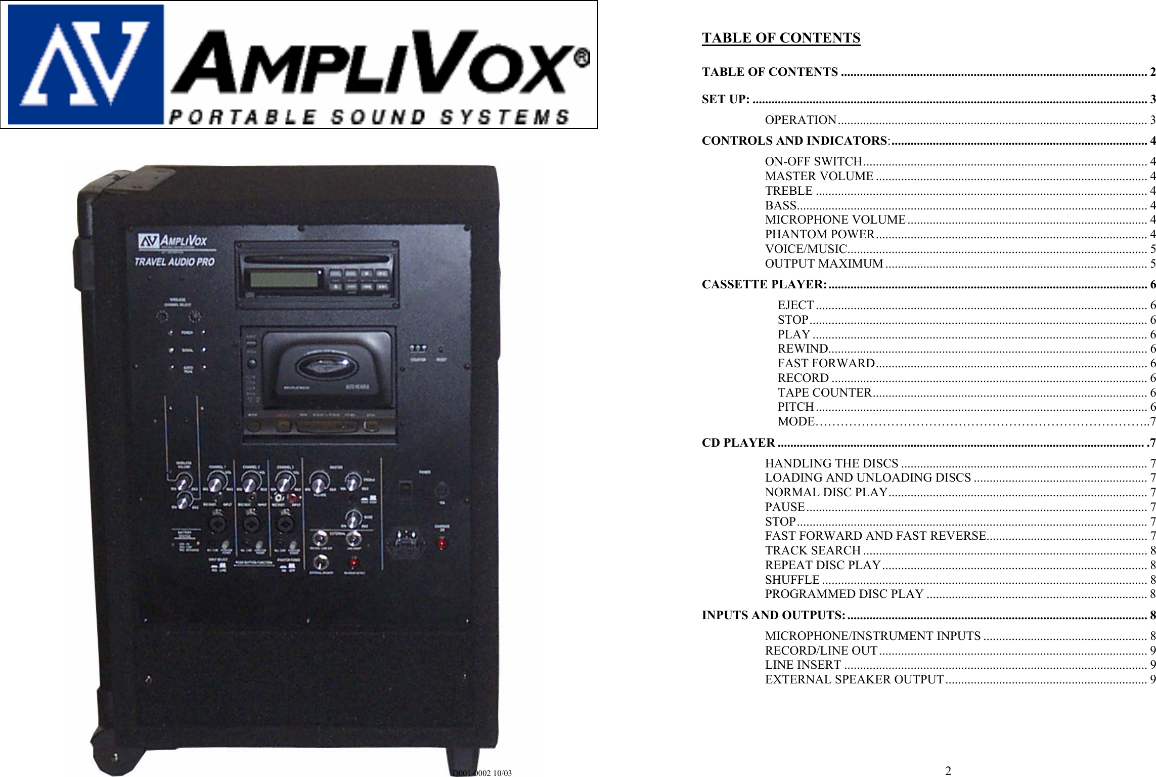 Page 1 of 8 - Amplivox Amplivox-S905-Users-Manual- Owner's Manual  Amplivox-s905-users-manual