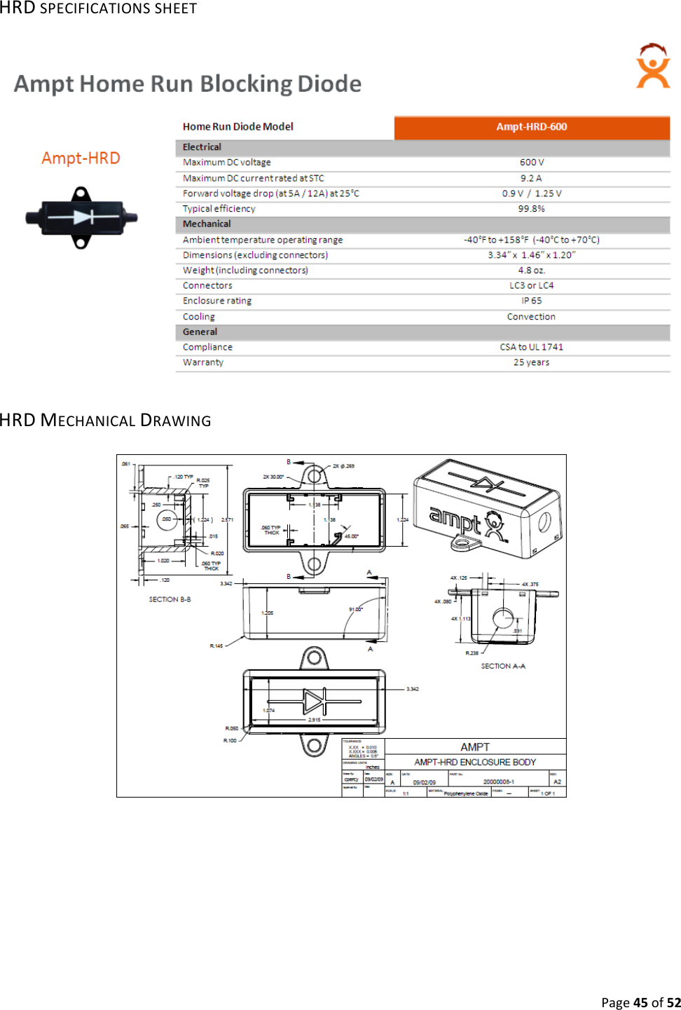 Page45of52HRDSPECIFICATIONSSHEETHRDMECHANICALDRAWING