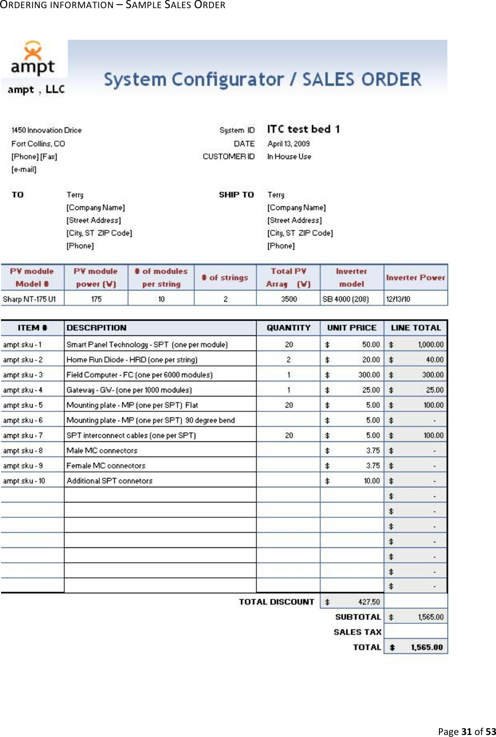 Page31of53ORDERINGINFORMATION–SAMPLESALESORDER