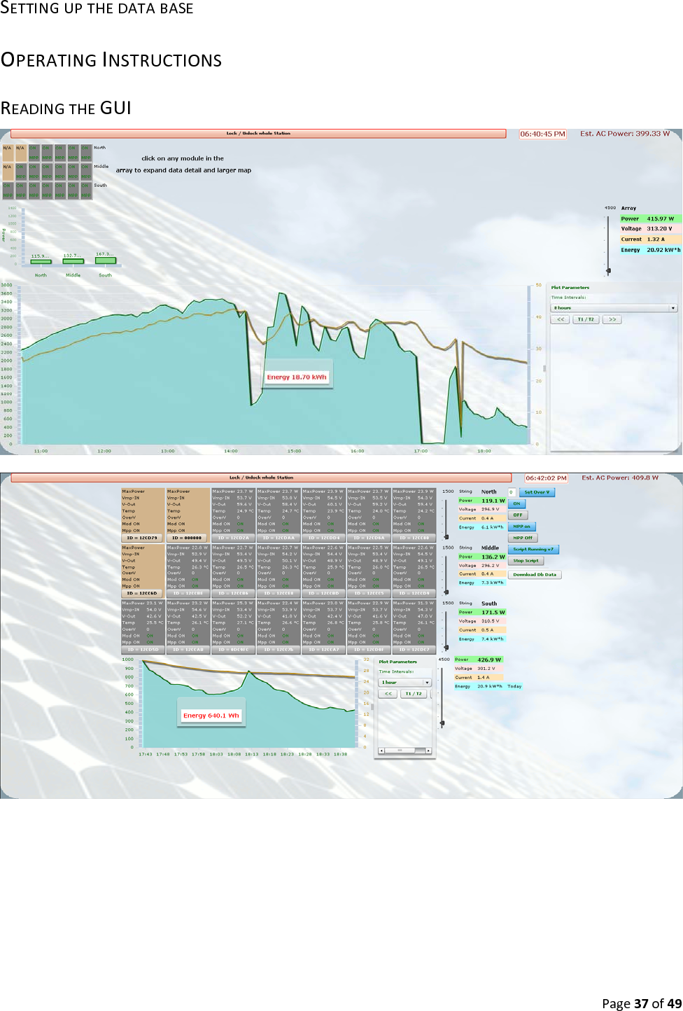 Page37of49SETTINGUPTHEDATABASEOPERATINGINSTRUCTIONSREADINGTHEGUI