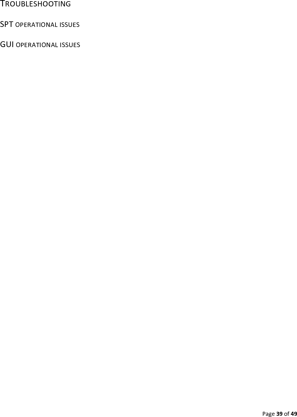 Page39of49TROUBLESHOOTINGSPTOPERATIONALISSUESGUIOPERATIONALISSUES