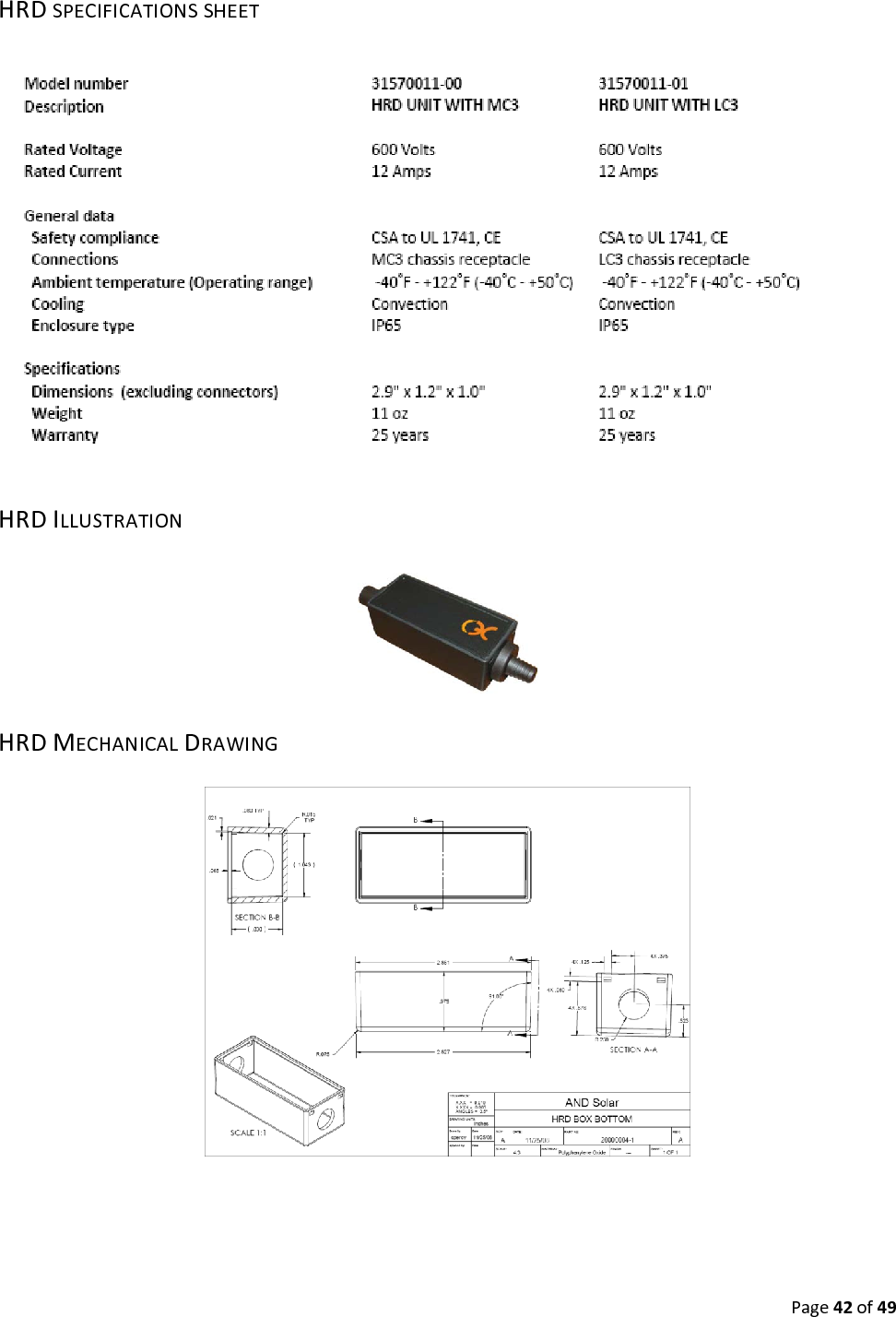 Page42of49HRDSPECIFICATIONSSHEETHRDILLUSTRATIONHRDMECHANICALDRAWING