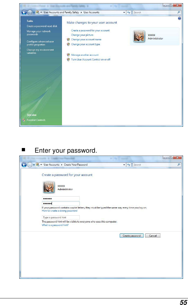  55    Enter your password.  