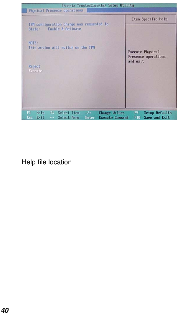  40      Help file location  