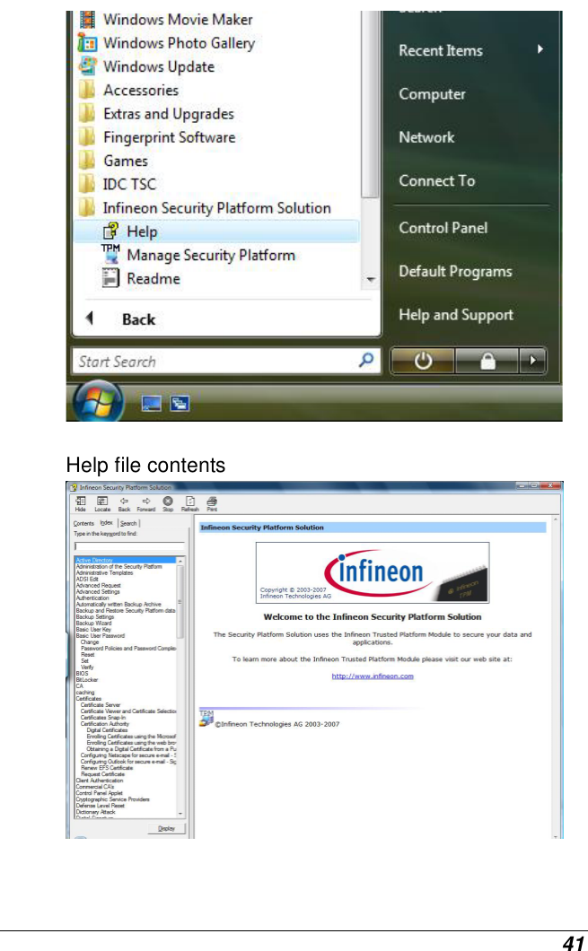  41   Help file contents    