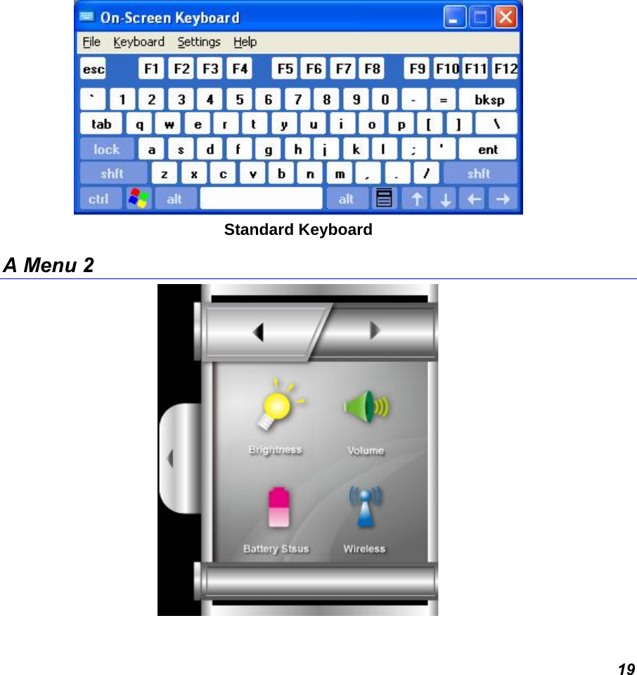  19  Standard Keyboard A Menu 2   