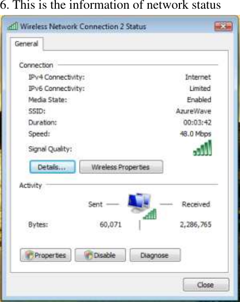 6. This is the information of network status