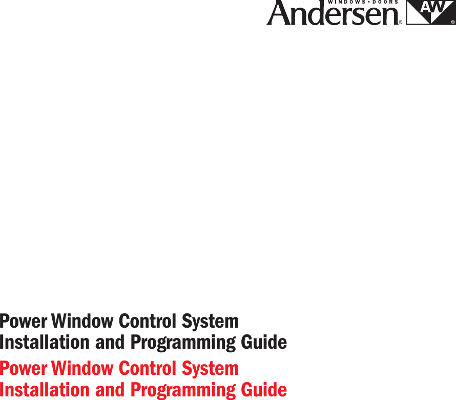 Power Window Control System    Installation and Programming GuidePower Window Control System    Installation and Programming Guide