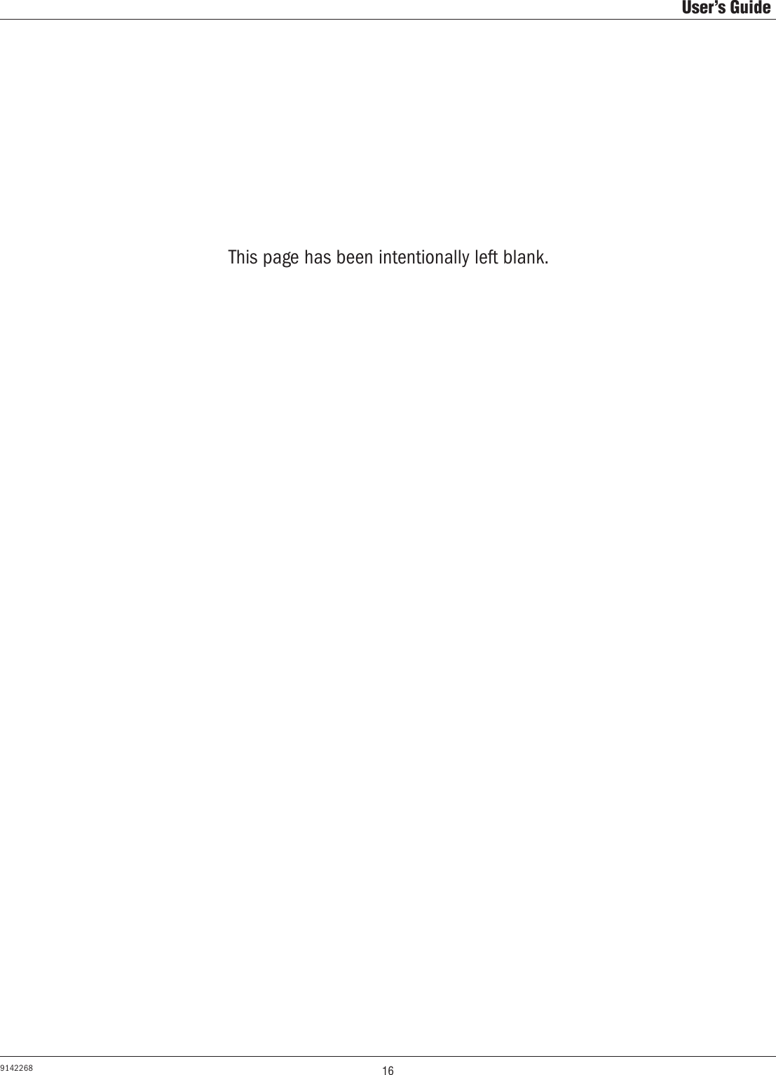 16User’s Guide9142268This page has been intentionally left blank.