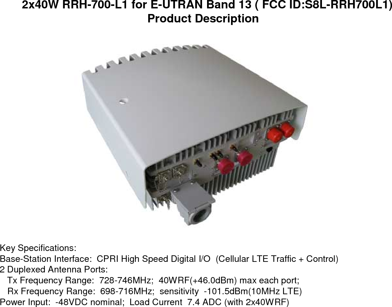 Functional Block Diagram 2 x 40W 700MHz RRH-see another file