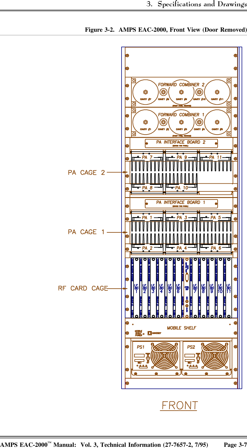 Figure 3-2.  AMPS EAC-2000, Front View (Door Removed)AMPS EAC-2000™ Manual:  Vol. 3, Technical Information (27-7657-2, 7/95) Page 3-7