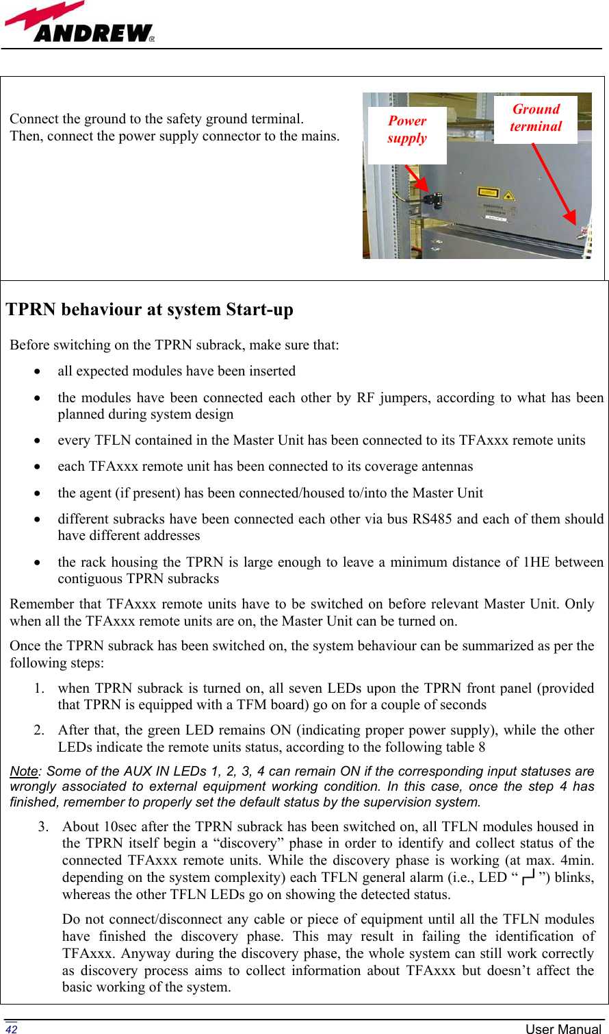 Page 42 of Andrew Wireless Innovations Group BCP-TFAM23 Model TFAM23 Downlink Booster User Manual MN024 04 rev3