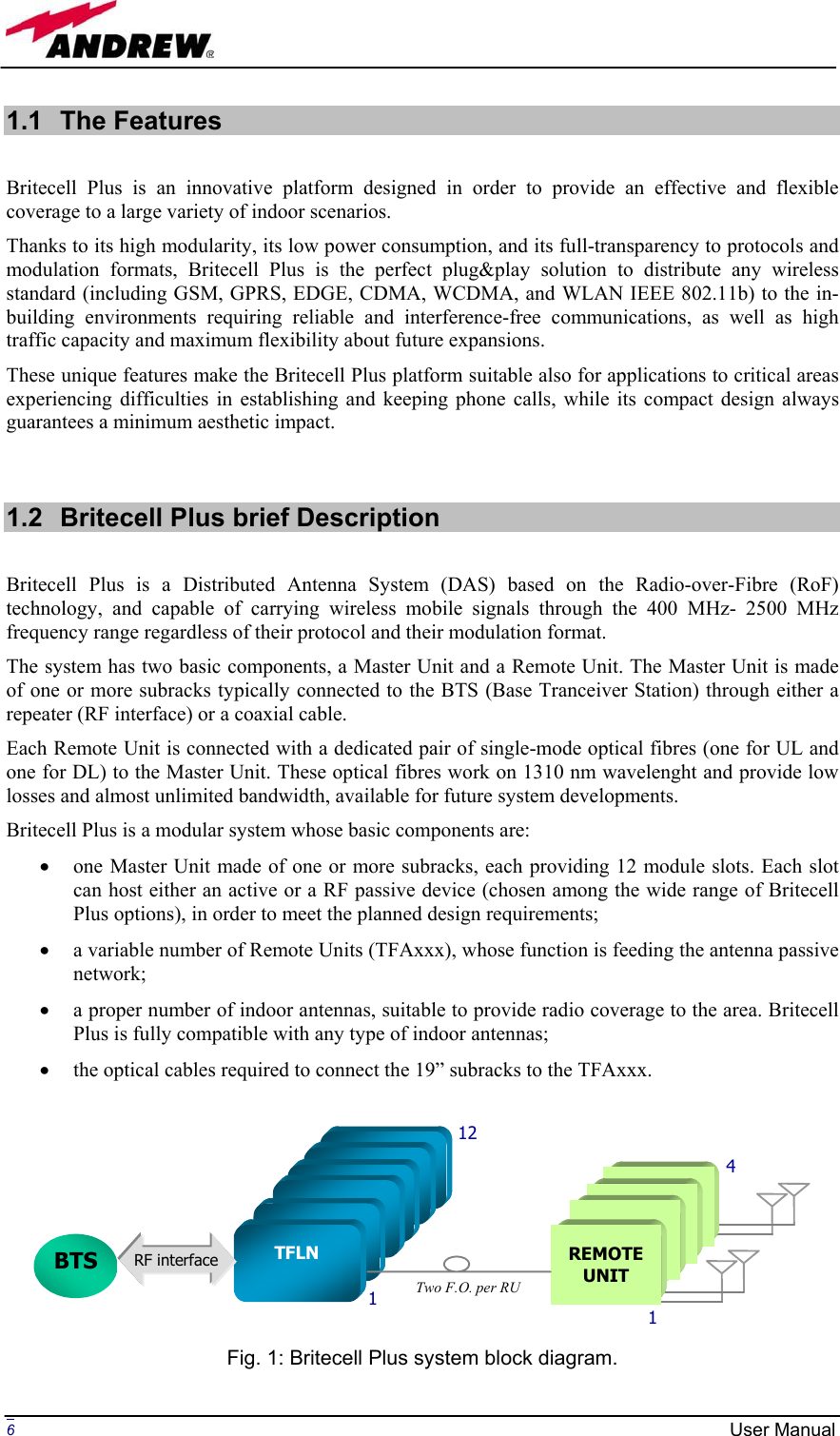 Page 6 of Andrew Wireless Innovations Group BCP-TFAM23 Model TFAM23 Downlink Booster User Manual MN024 04 rev3