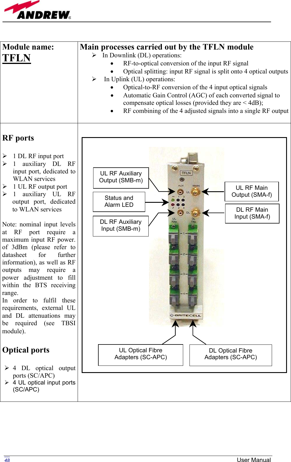 Page 23 of Andrew Wireless Innovations Group BCP-TFAM26 Model TFAM26 Downlink Booster User Manual 