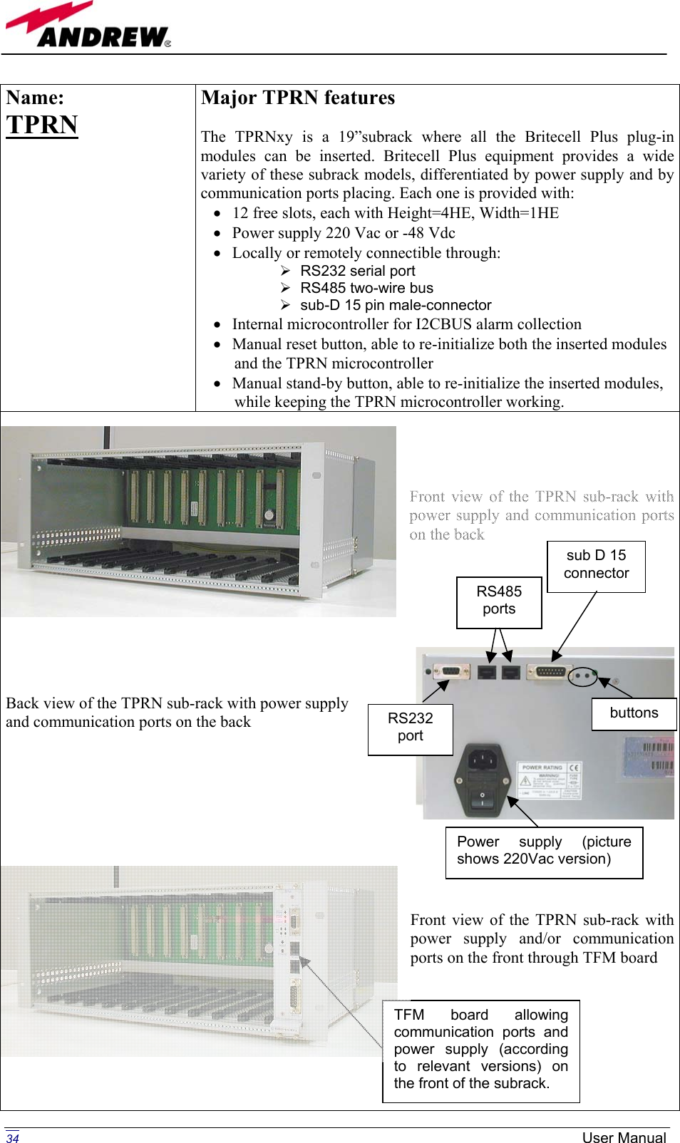 Page 9 of Andrew Wireless Innovations Group BCP-TFAM26 Model TFAM26 Downlink Booster User Manual 