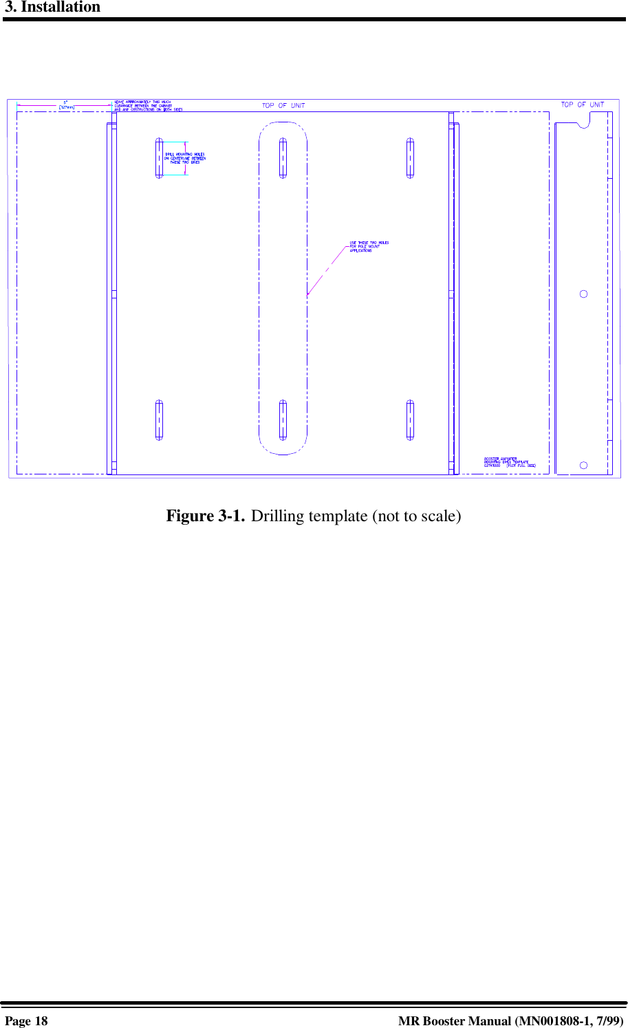 3. InstallationPage 18 MR Booster Manual (MN001808-1, 7/99)Figure 3-1. Drilling template (not to scale)