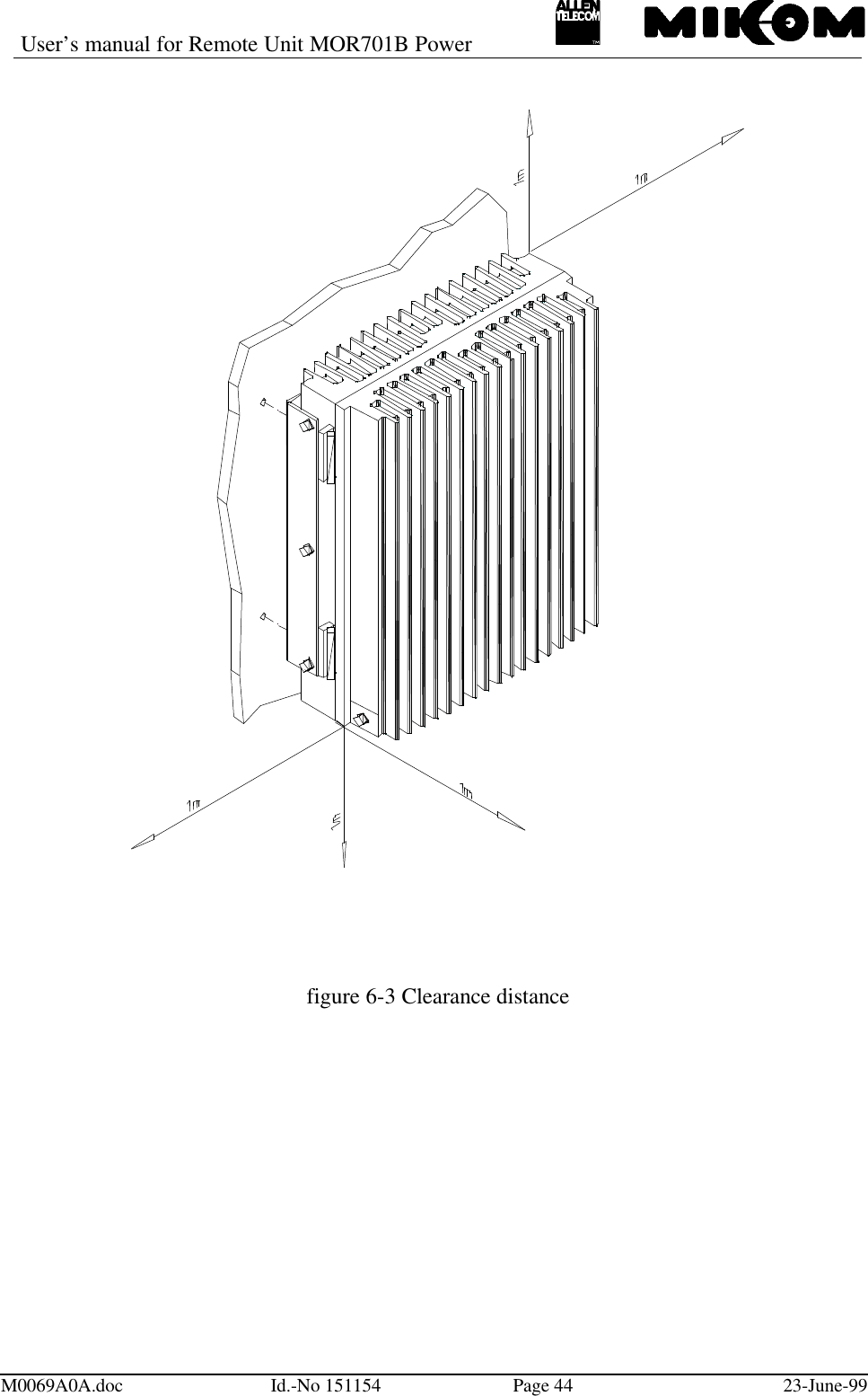 User’s manual for Remote Unit MOR701B PowerM0069A0A.doc Id.-No 151154 Page 44 23-June-99figure 6-3 Clearance distance