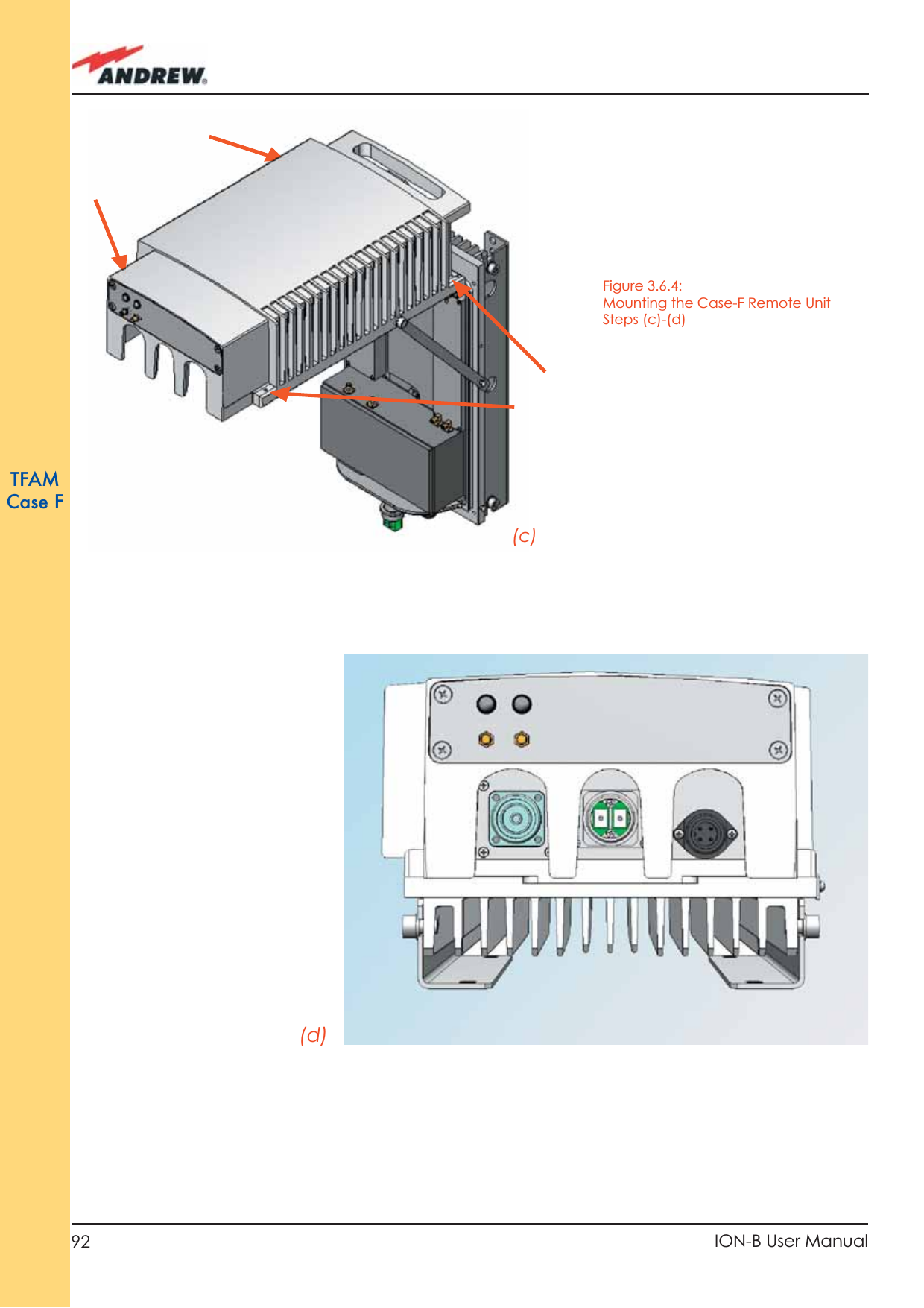 92 ION-B User ManualTFAMCase FFigure 3.6.4: Mounting the Case-F Remote UnitSteps (c)-(d)(c)(d)