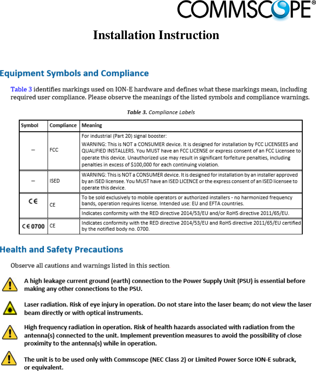                            Installation Instruction     