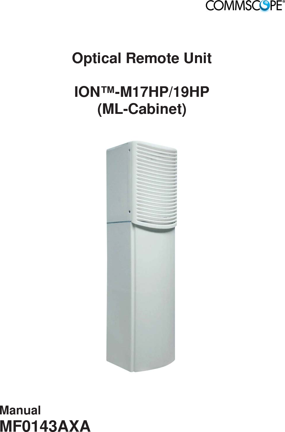   Optical Remote Unit  ION™-M17HP/19HP (ML-Cabinet)     Manual MF0143AXA  