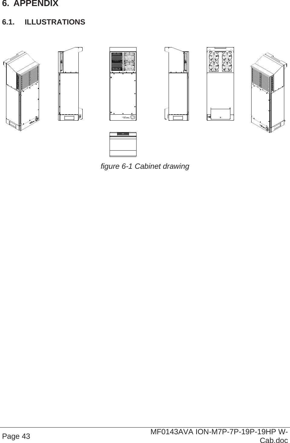  Page 43  MF0143AVA ION-M7P-7P-19P-19HP W-Cab.doc 6.  APPENDIX 6.1.  ILLUSTRATIONS    figure 6-1 Cabinet drawing  