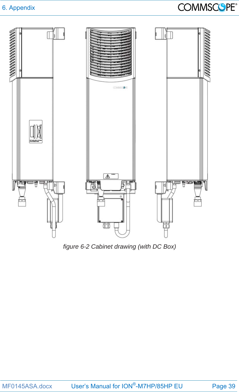 6. Appendix  MF0145ASA.docx           User’s Manual for ION®-M7HP/85HP EU  Page 39  figure 6-2 Cabinet drawing (with DC Box)  