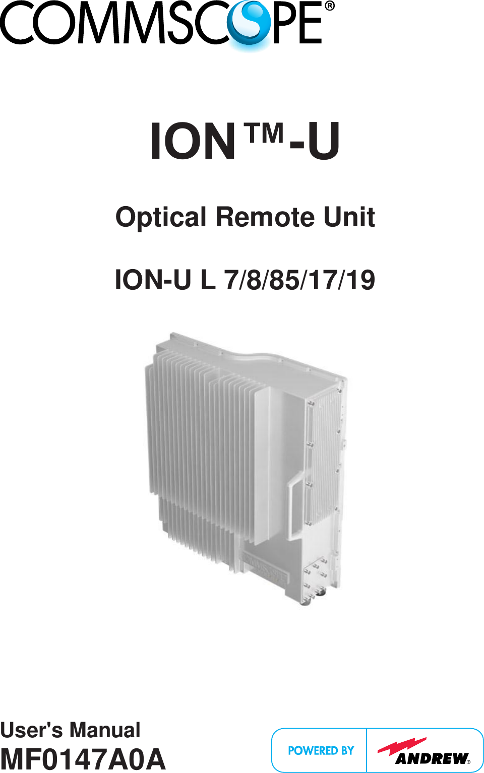    ION™-U  Optical Remote Unit  ION-U L 7/8/85/17/19       User&apos;s Manual MF0147A0A  