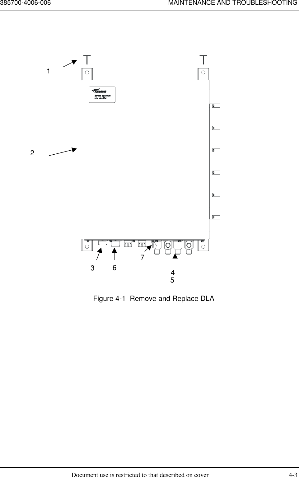 385700-4006-006 MAINTENANCE AND TROUBLESHOOTINGDocument use is restricted to that described on cover 4-3Figure 4-1  Remove and Replace DLA3245671