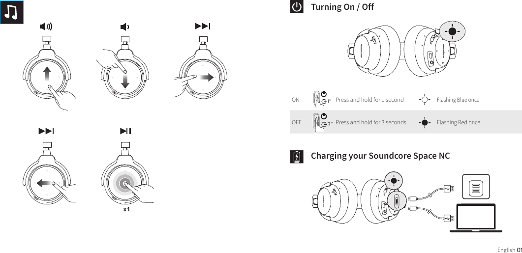 Page 3 of Anker Innovations A3021 Soundcore Space NC Bluetooth Headphone User Manual 