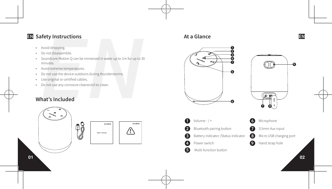 Page 3 of Anker Innovations A3108 Bluetooth Speaker User Manual 