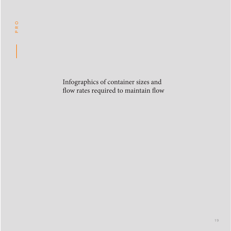 19PROInfographics of container sizes and ow rates required to maintain ow