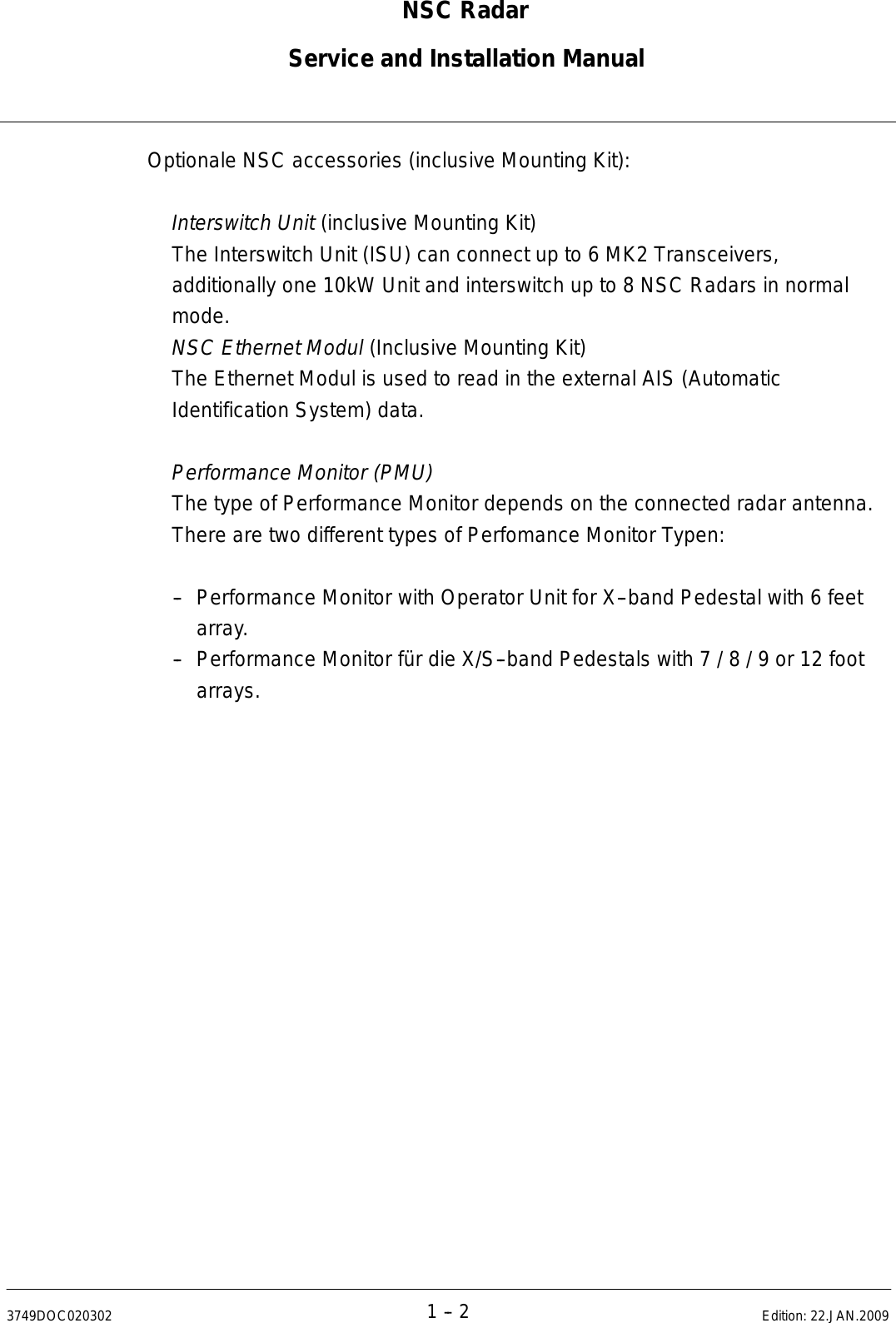 Page 20 of Anschuetz High Seas 9RAN-SUR-25U Marine Radar User Manual Titel