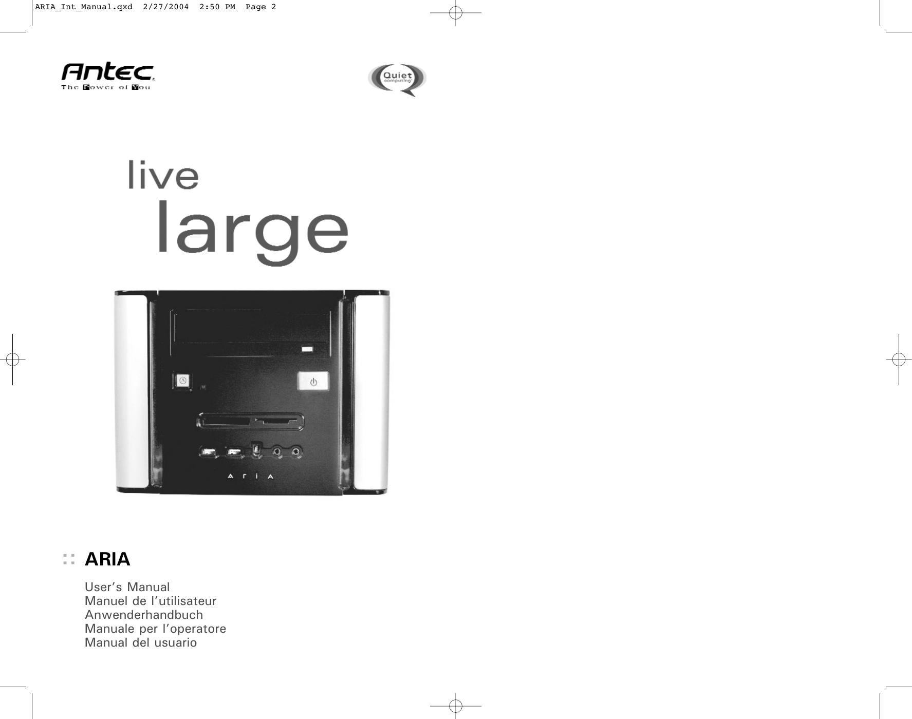 Page 1 of 4 - Antec Antec-Ar300-Users-Manual- ARIA_Int_Manual  Antec-ar300-users-manual