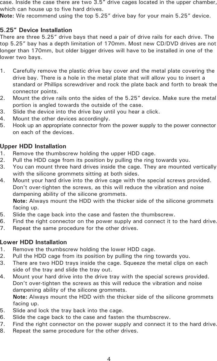 Page 5 of 8 - Antec Antec-Mini-P180-Users-Manual- Mini P180_P180 White_manual  Antec-mini-p180-users-manual